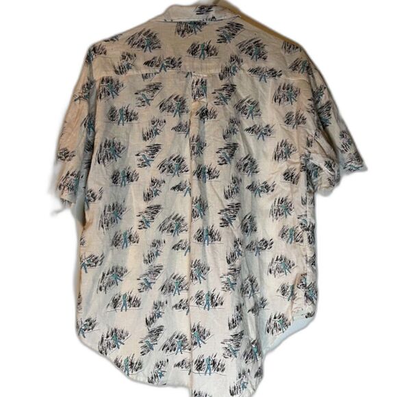 Vntg Mahudi Miami White w/Blue Music Performer Print Button Up Hi-Lo Shirt M/L* - Picture 3 of 3